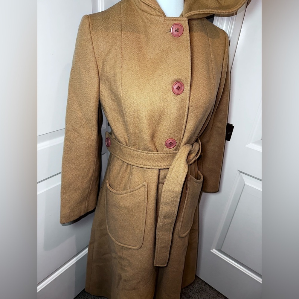 Women's Tan Hooded Coat - Picture 2 of 15